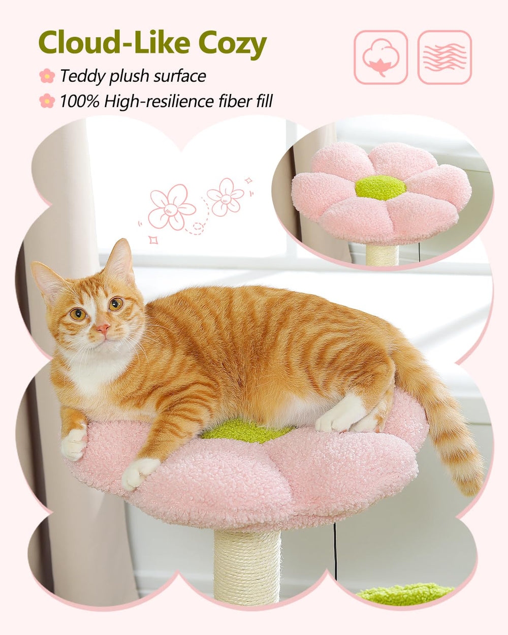 MUTTROS Flower Cat Tree base-stability reduces tipping risk.