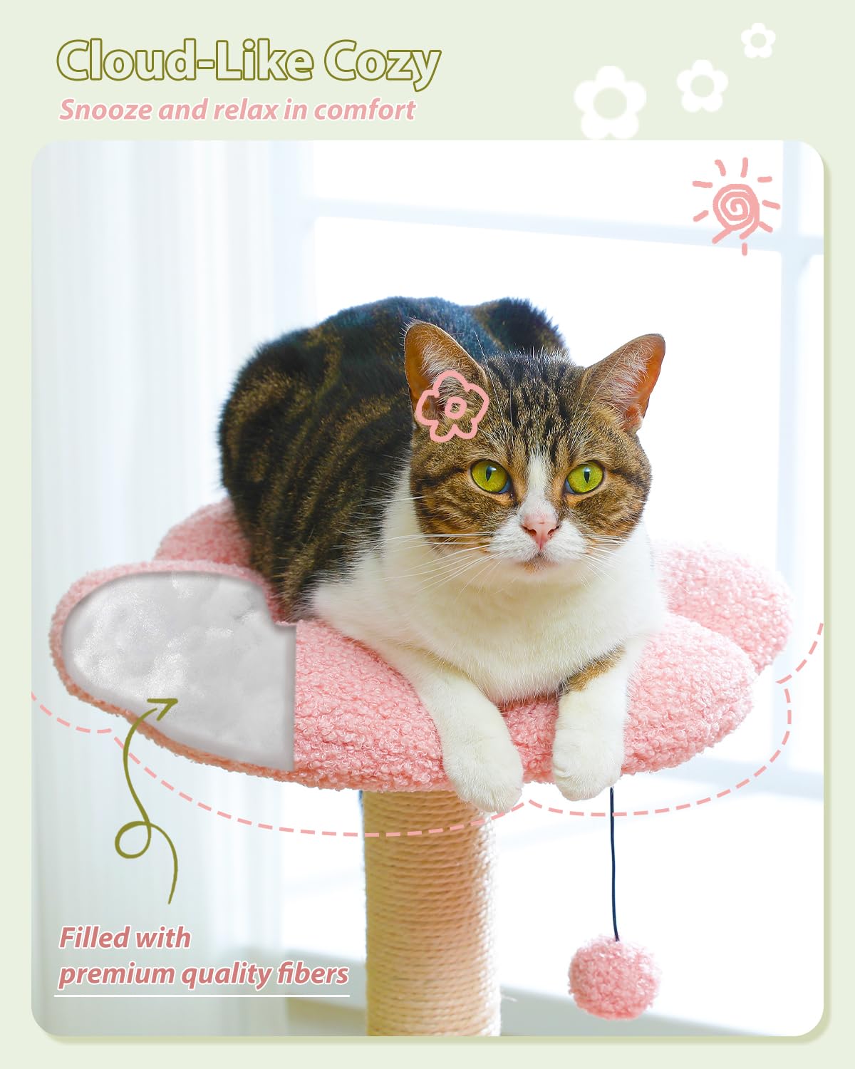 MUTTROS Flower Cat Tree sturdy base for stability