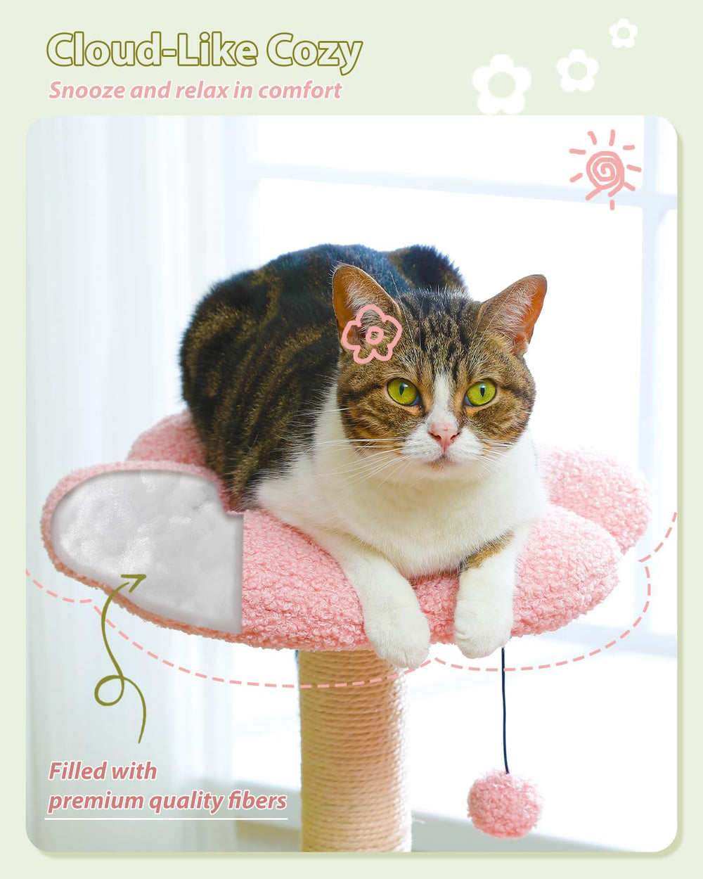 MUTTROS Flower Cat Tree sturdy base for stability