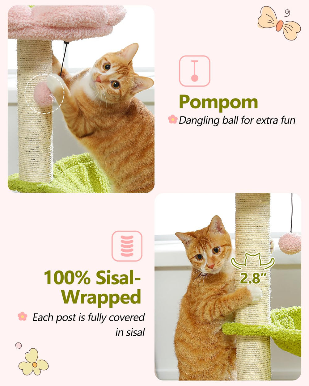 MUTTROS Flower Cat Tree easy-assembly and easy-clean design.