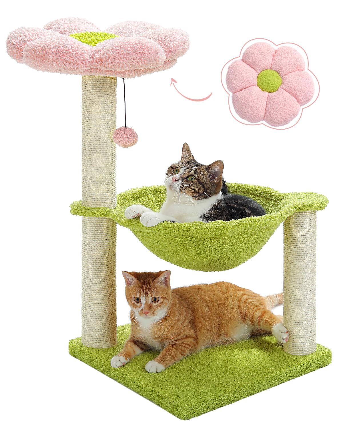 MUTTROS Flower Cat Tree flower-perch provides cozy nap spot.