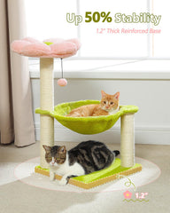 MUTTROS Flower Cat Tree fur toy ball encourages play.