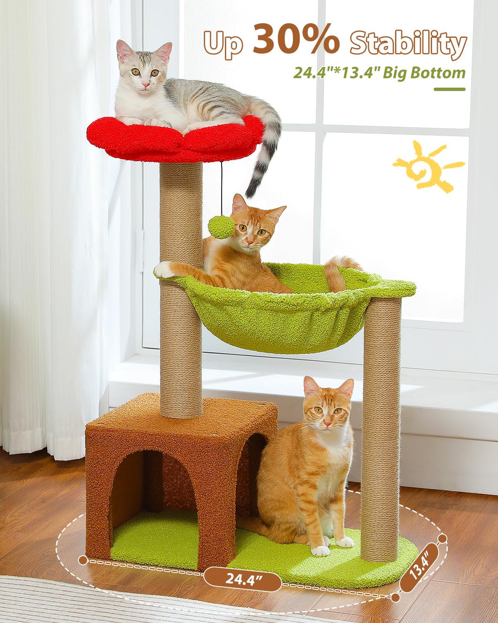 MUTTROS Flower Cat Tree green hammock offers comfy lounging after play