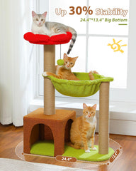 MUTTROS Flower Cat Tree green hammock offers comfy lounging after play