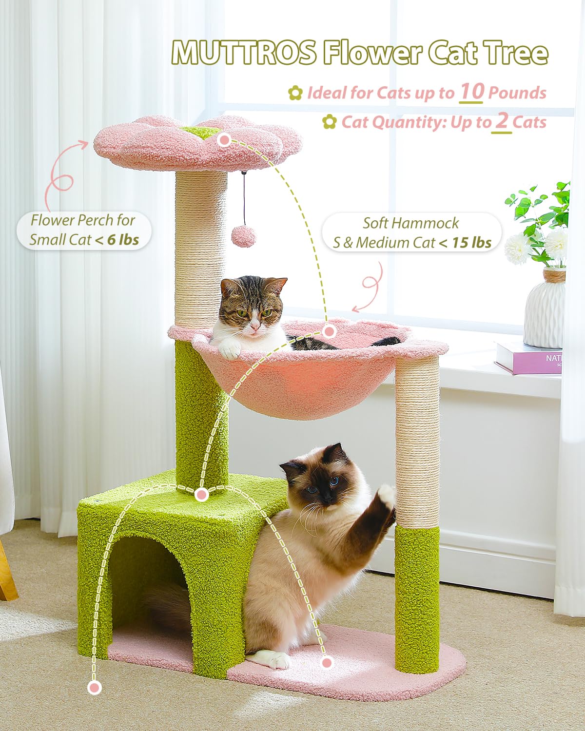 MUTTROS Flower Cat Tree hammock for lounging and relaxation