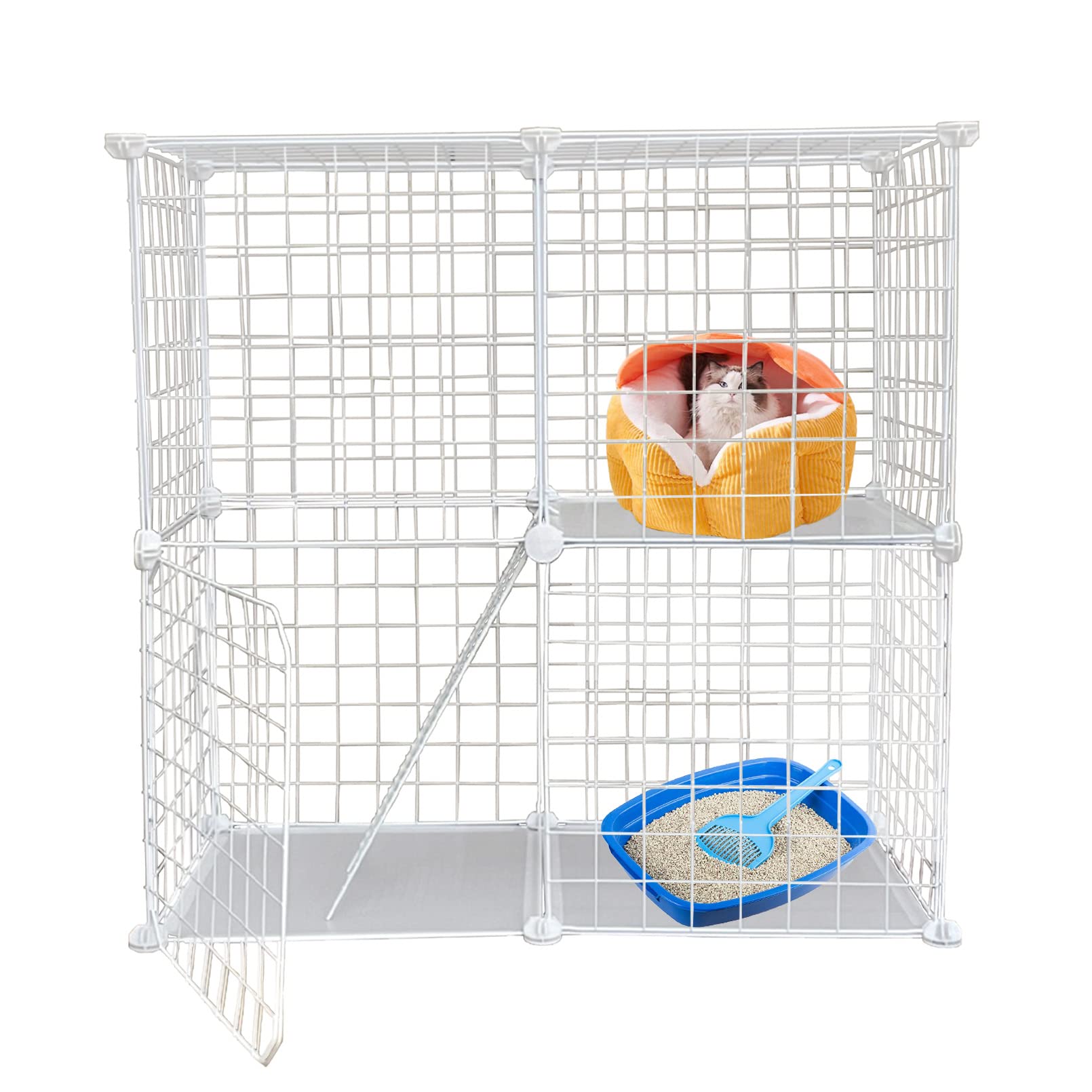 MUUG 2-Tier Cat Cage with stability-focused ladder for secure indoor play.