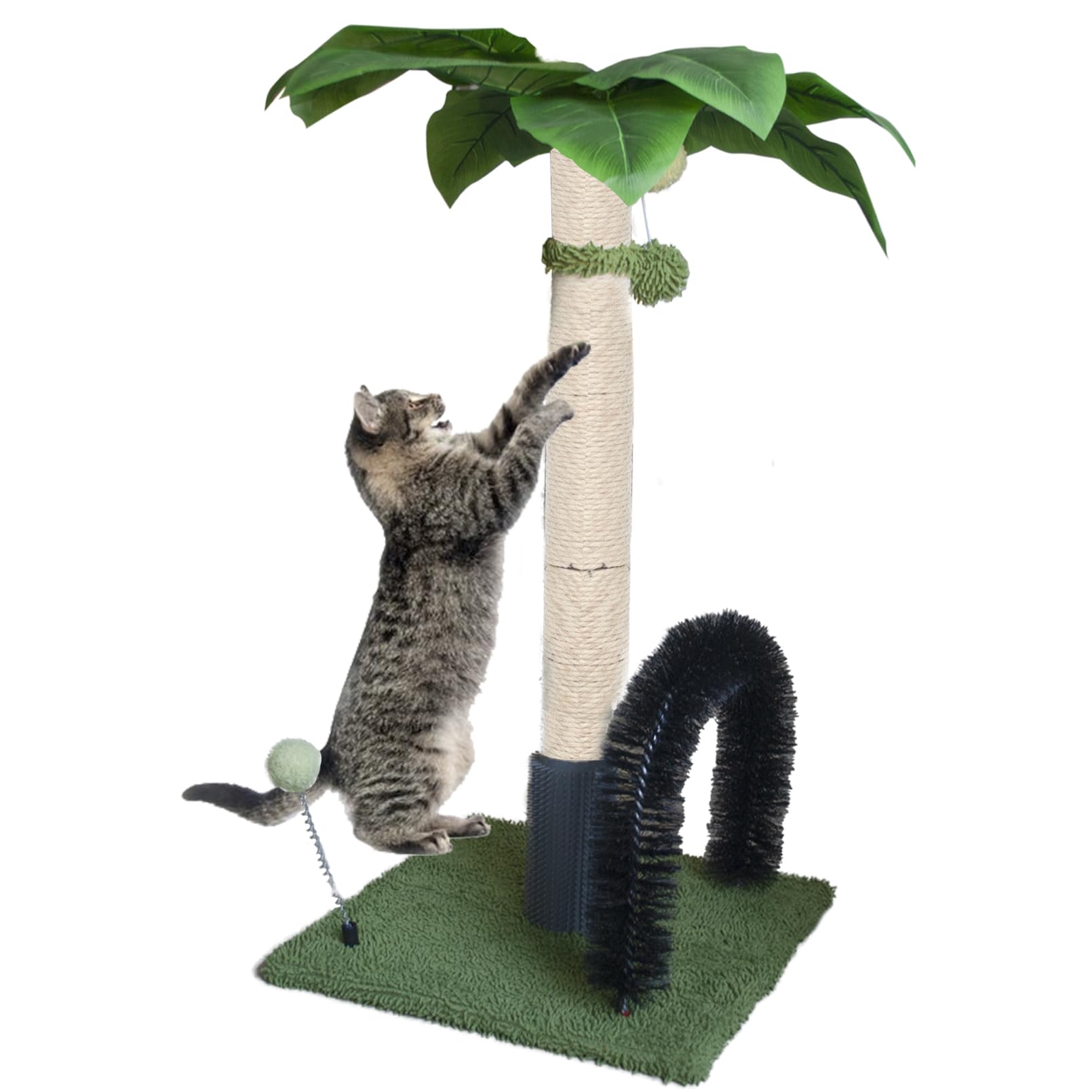 MUYG 29.5-inch tall cat scratching post base-stable-green improves stability during play.