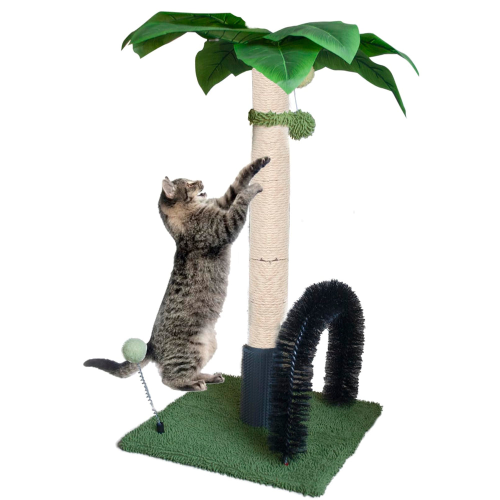 MUYG 29.5-inch tall cat scratching post base-stable-green improves stability during play.