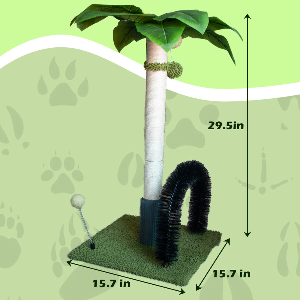 MUYG post self-groomer arch for convenient grooming and cat hair management.