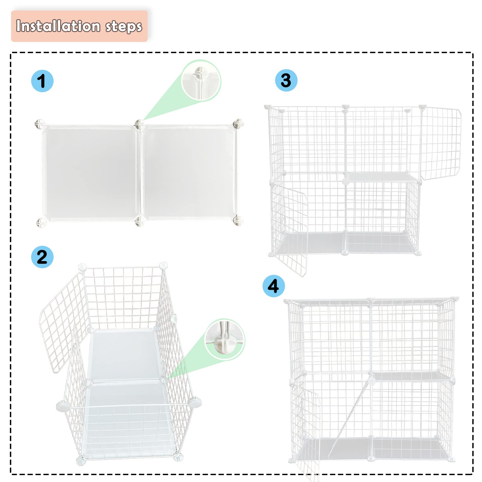 MUUG cat cage assembly kit demonstrates quick setup and secure connections.