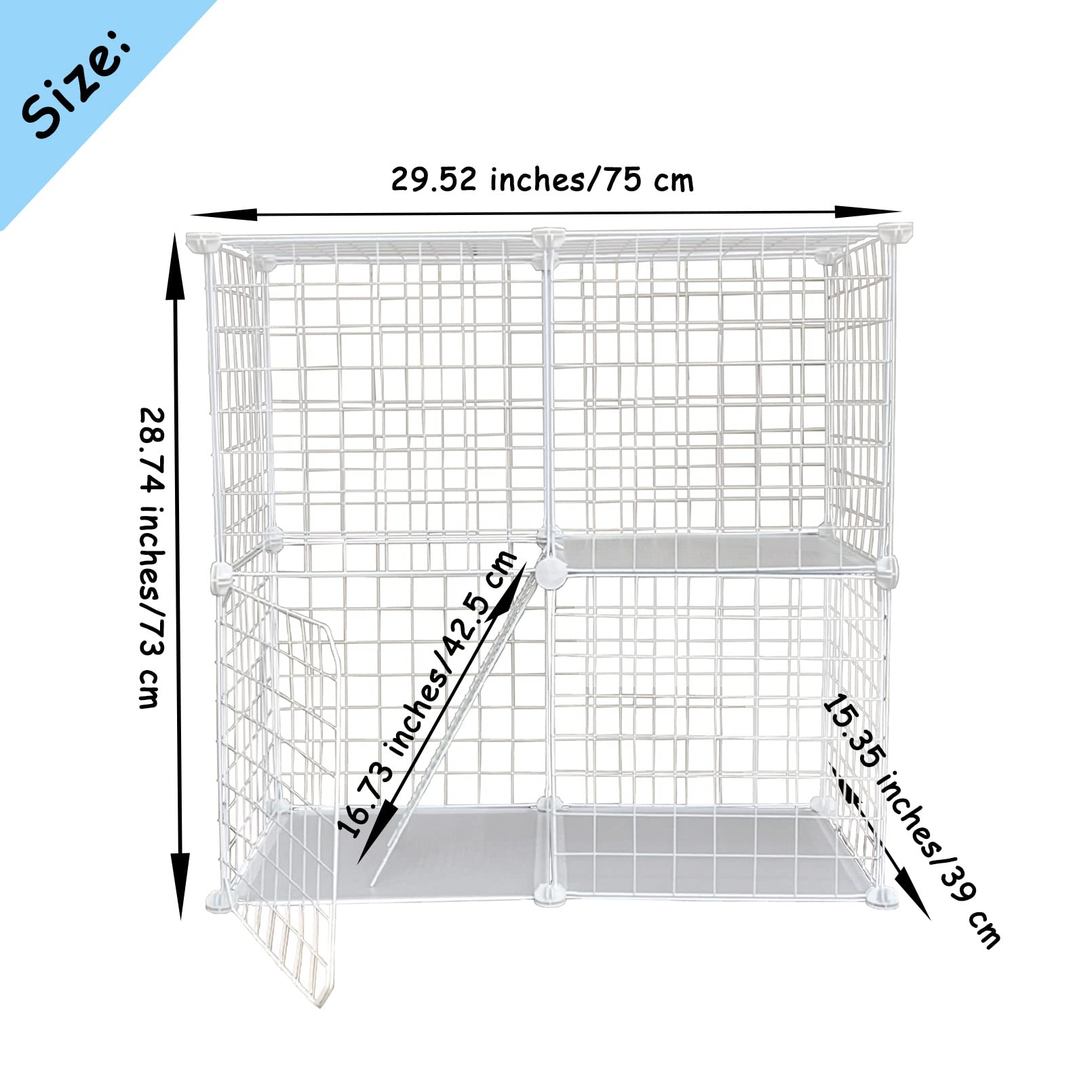 MUUG indoor cat cage shows double-door design for easy access and exploration.