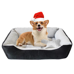 MUYG dog bed for small dogs and indoor cats in black, ideal for cozy naps.
