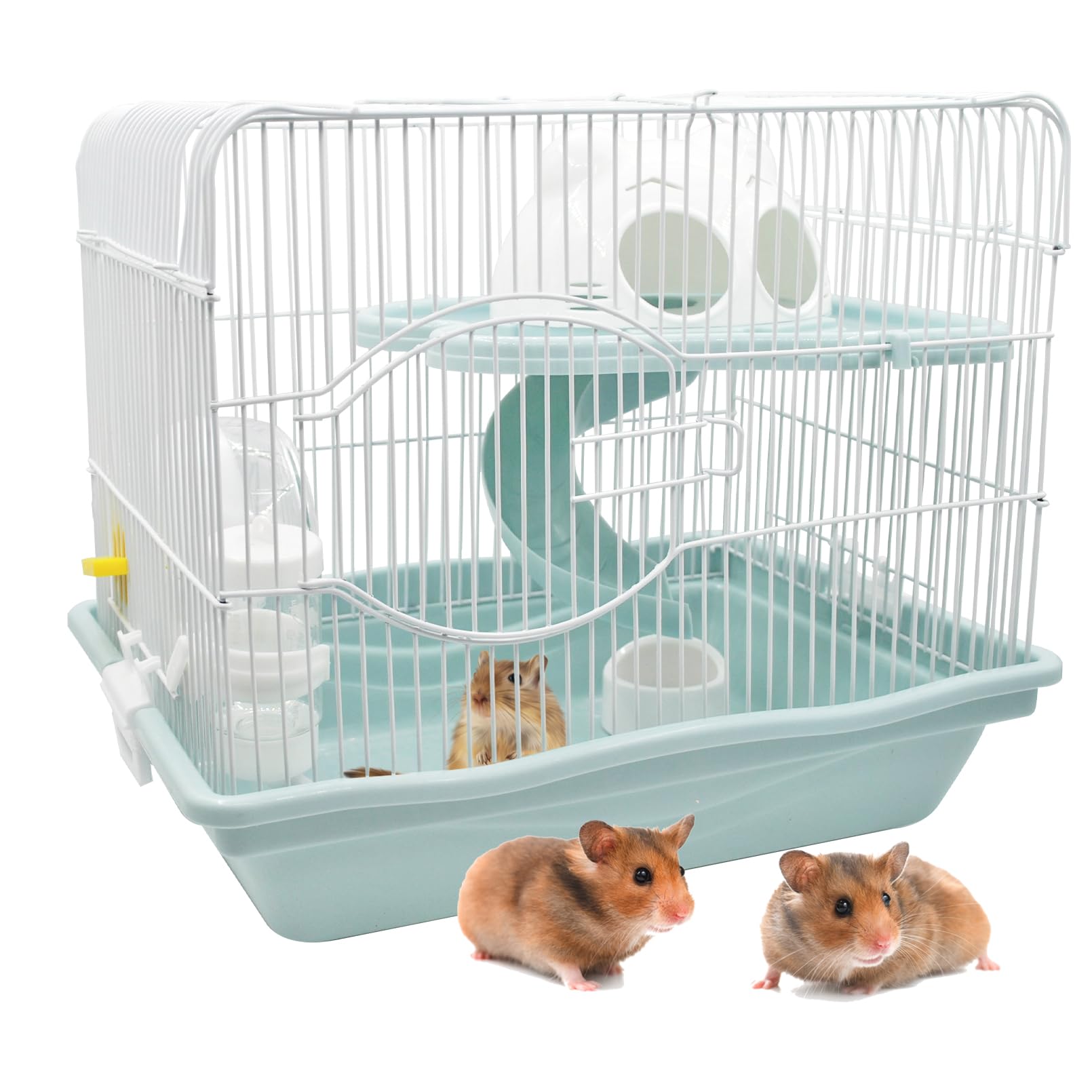 MUYG hamster cage front view shows sturdy metal frame for safe, spacious play