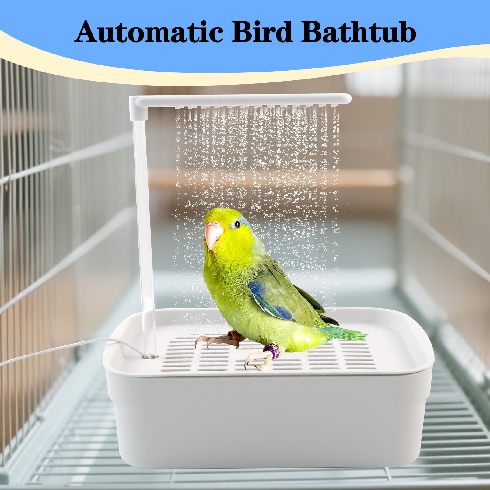 MUYG large-area-bird-shower provides multiple bathing angles for birds.