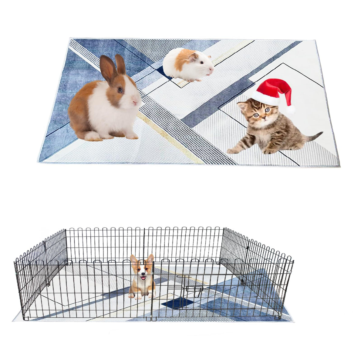 MUUG large rabbit cage liner top view shows spacious play area
