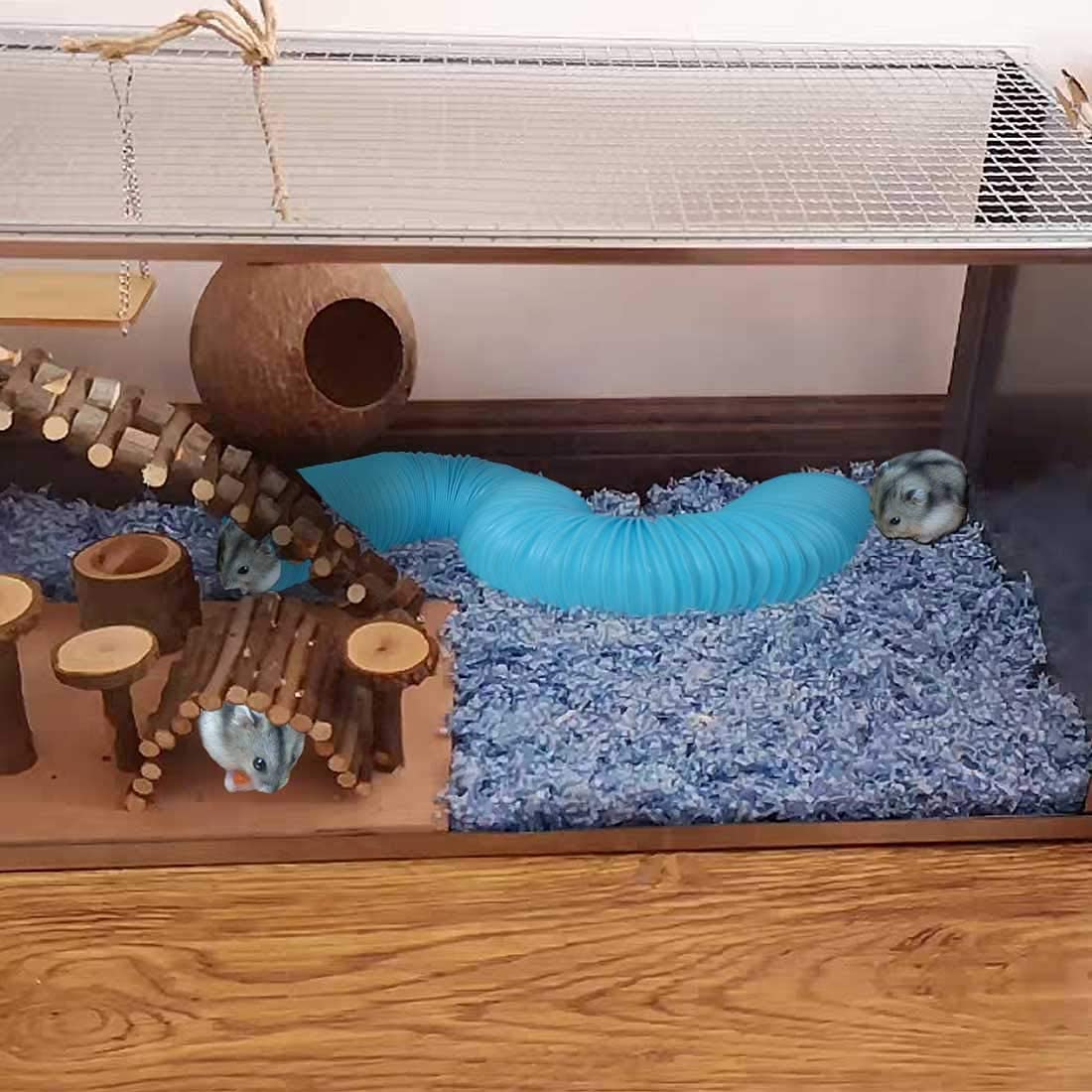 MUYG plastic hamster tunnels blue side view illustrates sturdy plastic construction