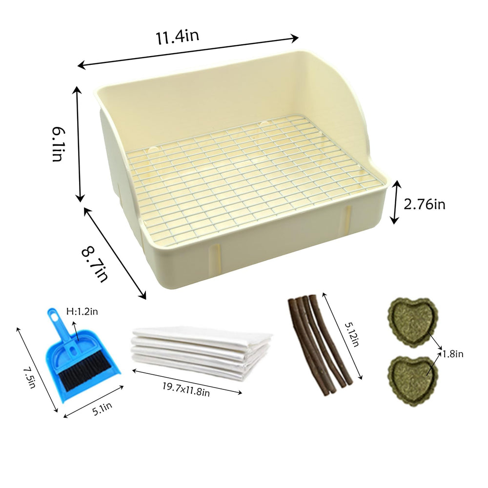 MUUG rabbit litter box corner-fit demonstrates space-saving efficiency in cages