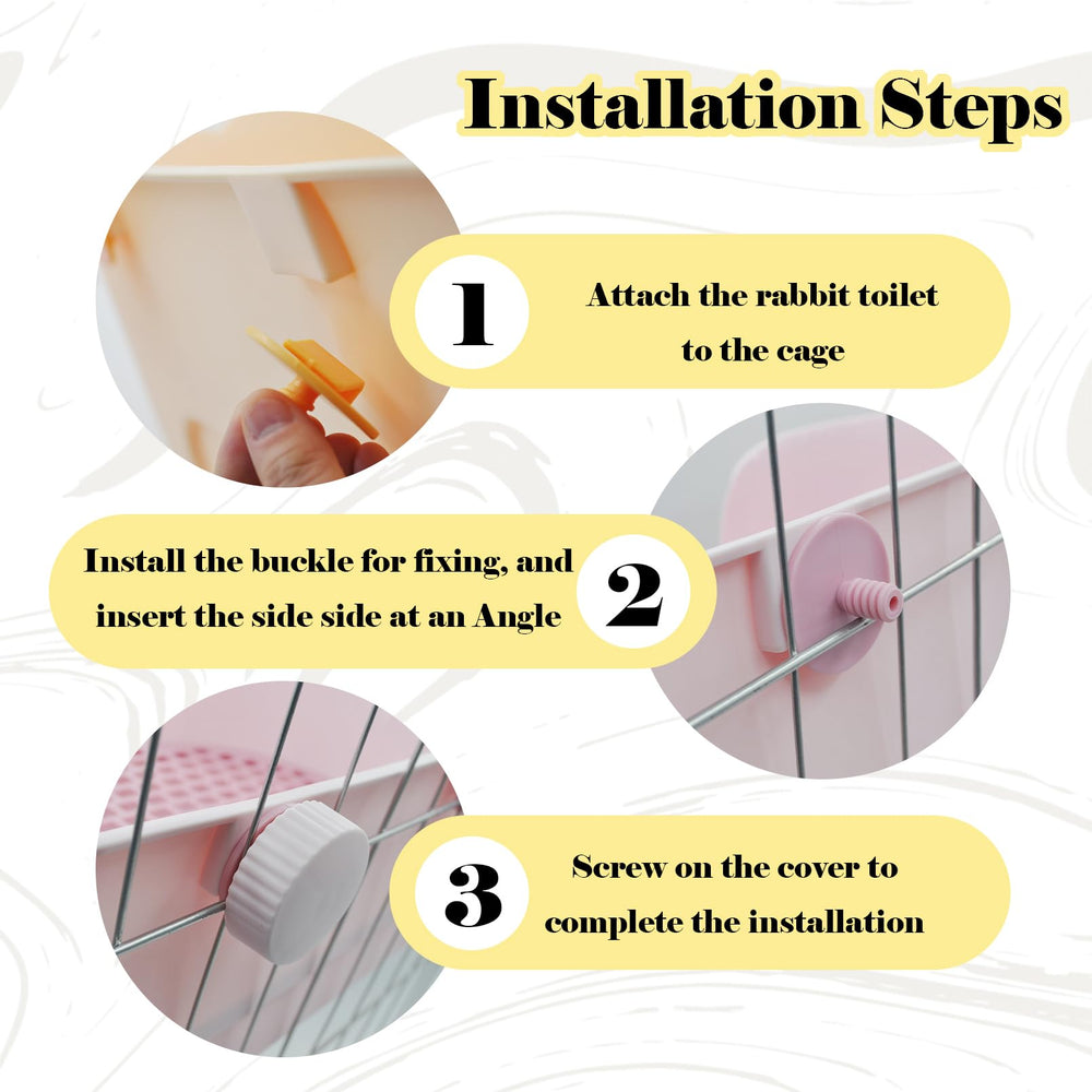 MUYG rabbit litter box yellow side installation shows secure, spill-resistant design