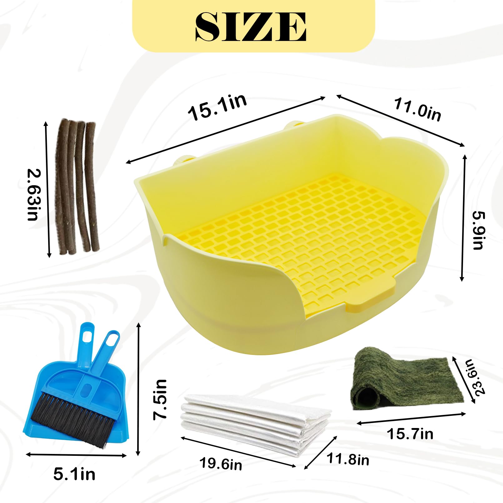 MUYG rabbit litter box yellow top view highlights tulip-inspired shape for surface comfort
