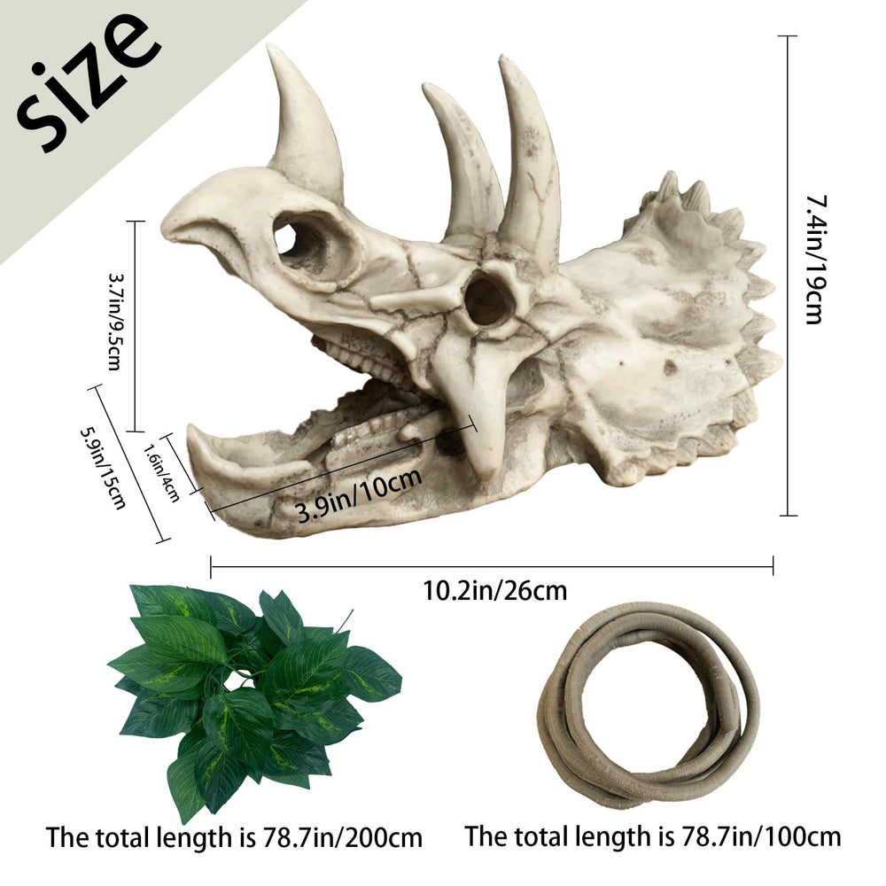 MUYG reptile tank decor detailed dinosaur skull adds realistic terrarium ambiance