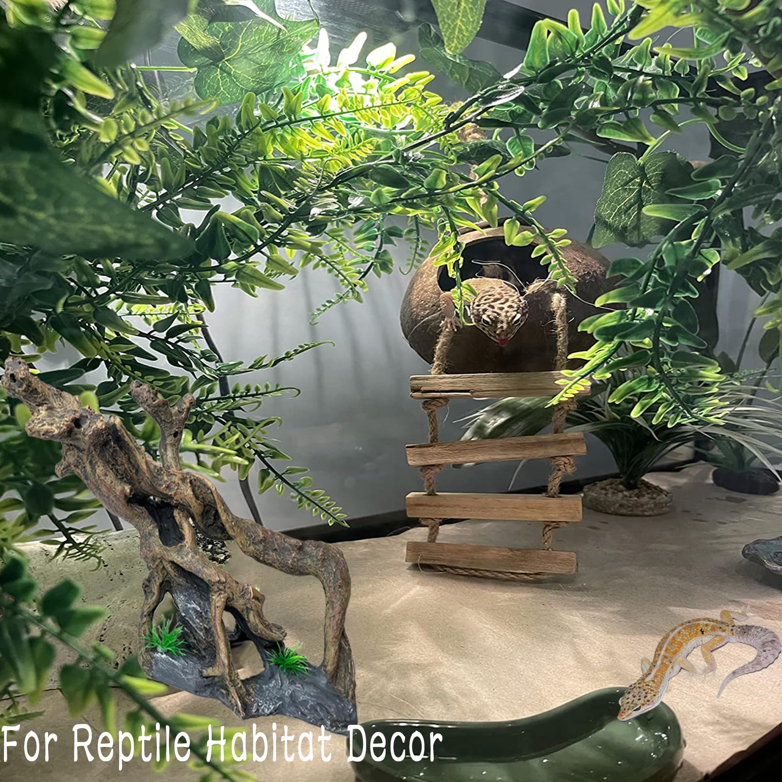 MUYG resin climbing branch curved root texture adds realistic terrarium backdrop.