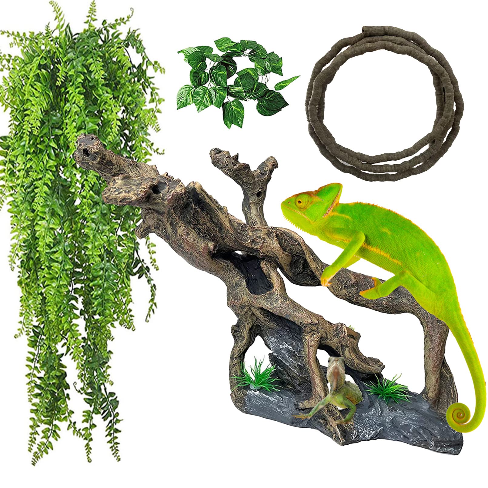 MUYG resin driftwood decor Bearded Dragon branch offers climbing enrichment.