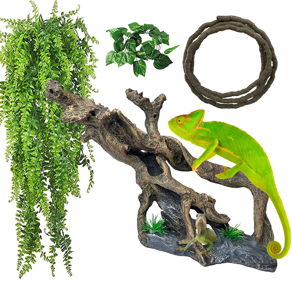 MUYG resin driftwood decor Bearded Dragon branch offers climbing enrichment.
