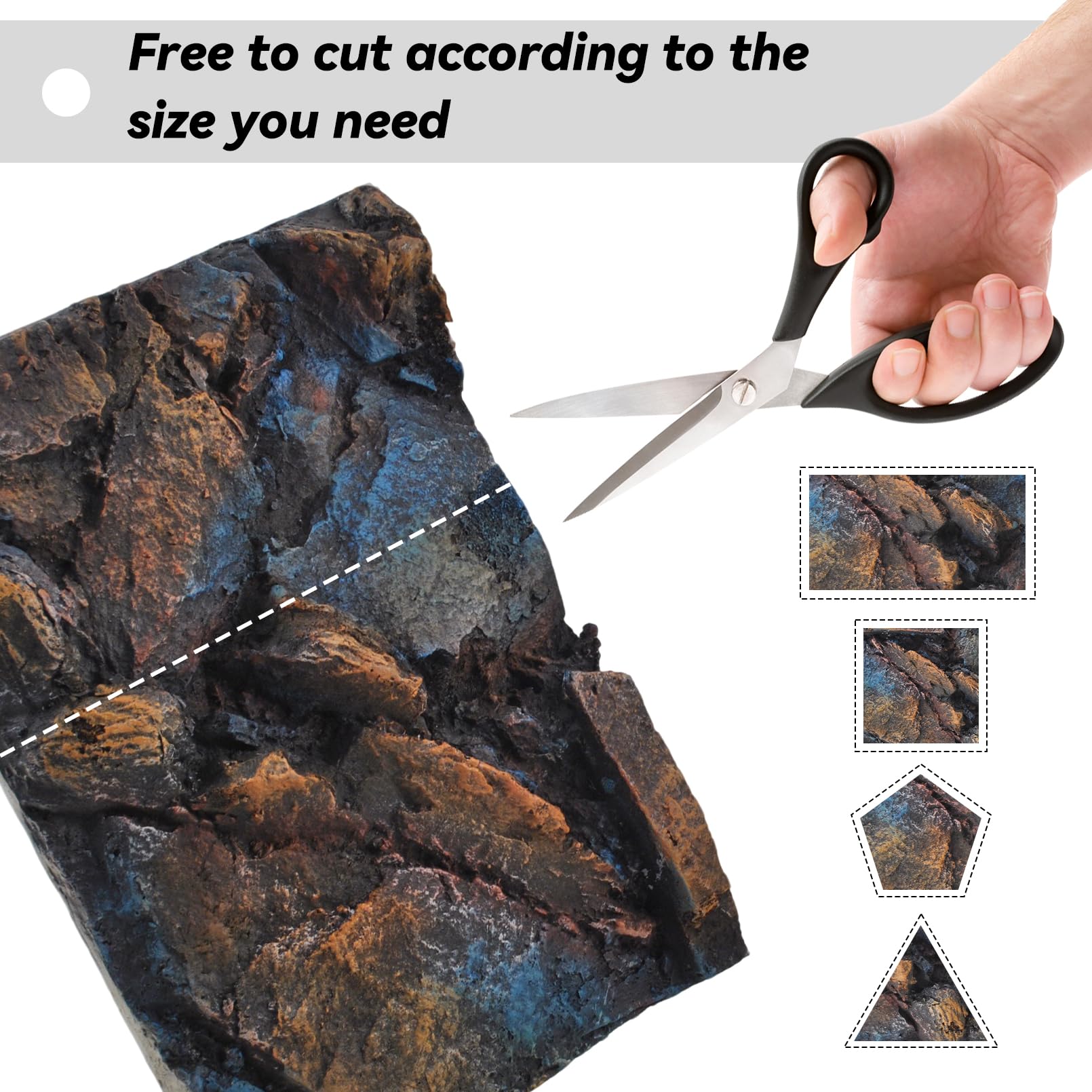 MUYG Rock Terrarium Background image 3 demonstrates reusable, durable PU material suitable for multiple terrariums.
