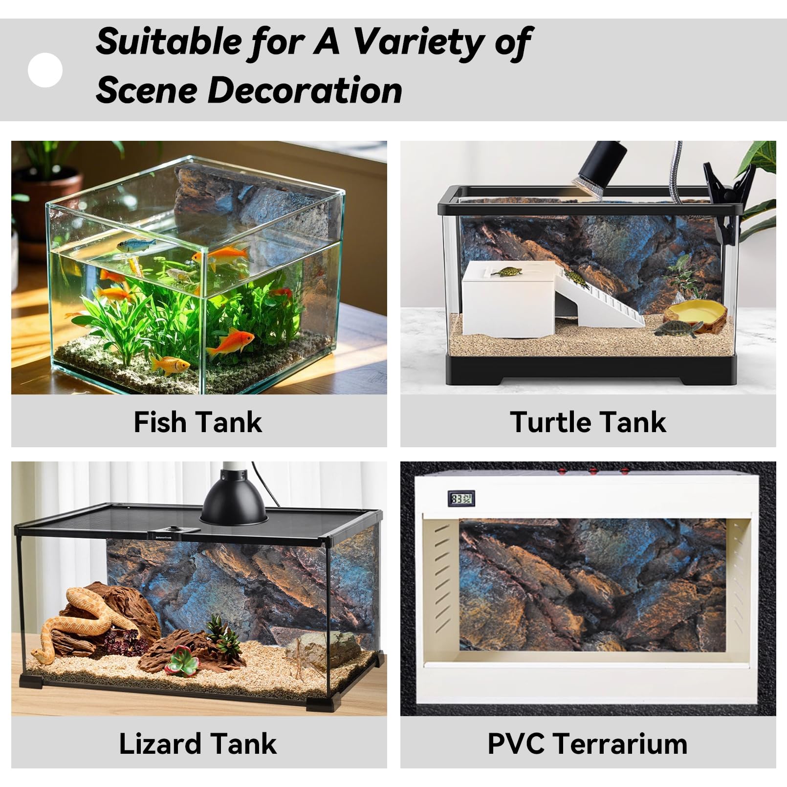 MUYG Rock Terrarium Background image 7 demonstrates ready-to-install backdrop for naturalistic reptile enclosures.