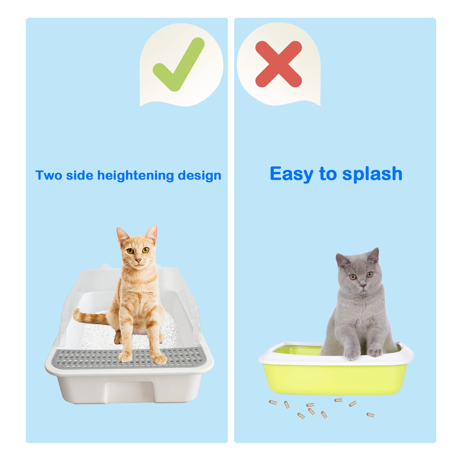 MUYG Semi-Enclosed Litter Box with Removable Lid keeps litter contained