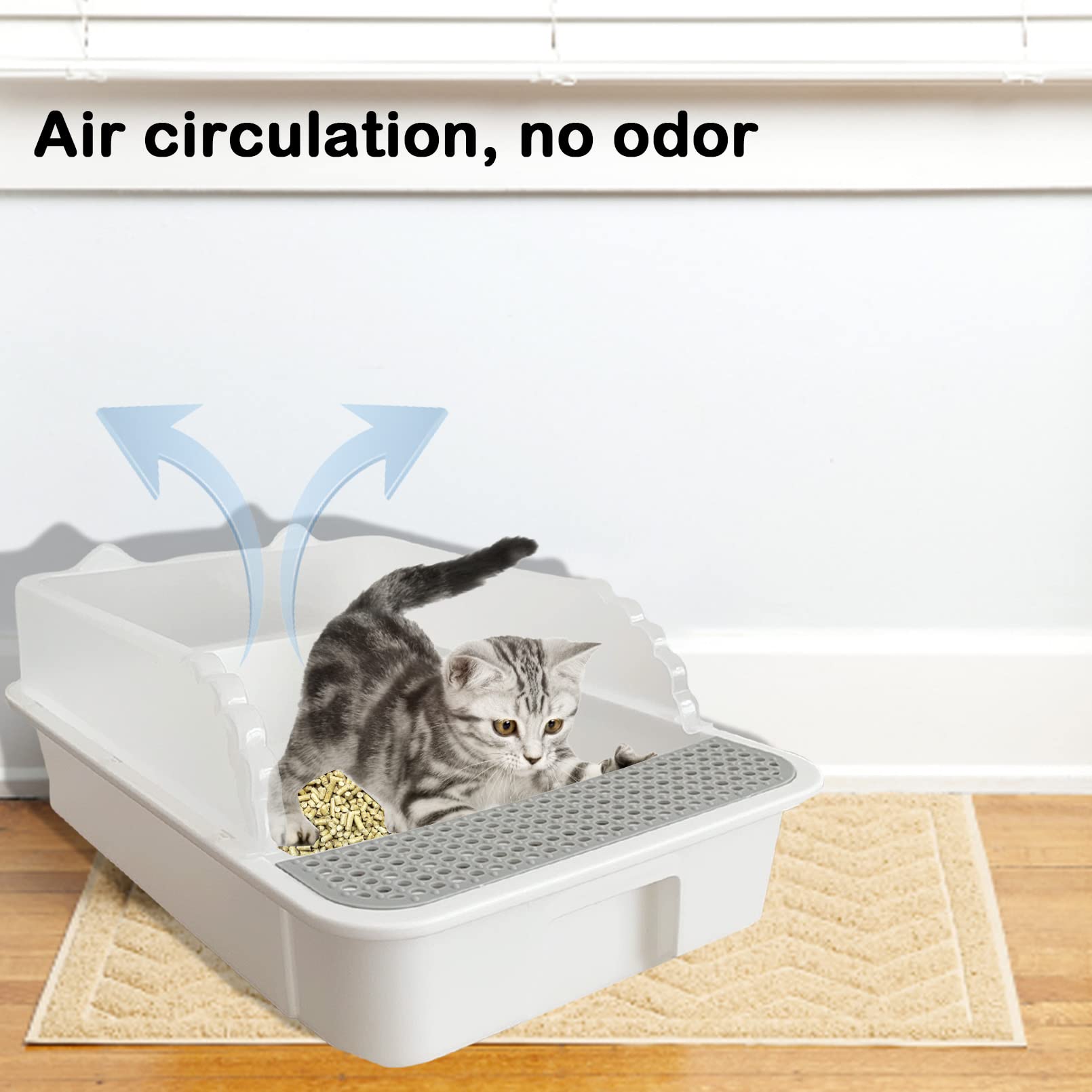 MUYG Small Cat Litter Box 17x11x7 inches fits compact spaces