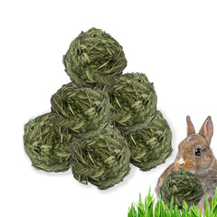 MUYG timothy grass ball closeup — natural chew toy promoting dental health for small pets