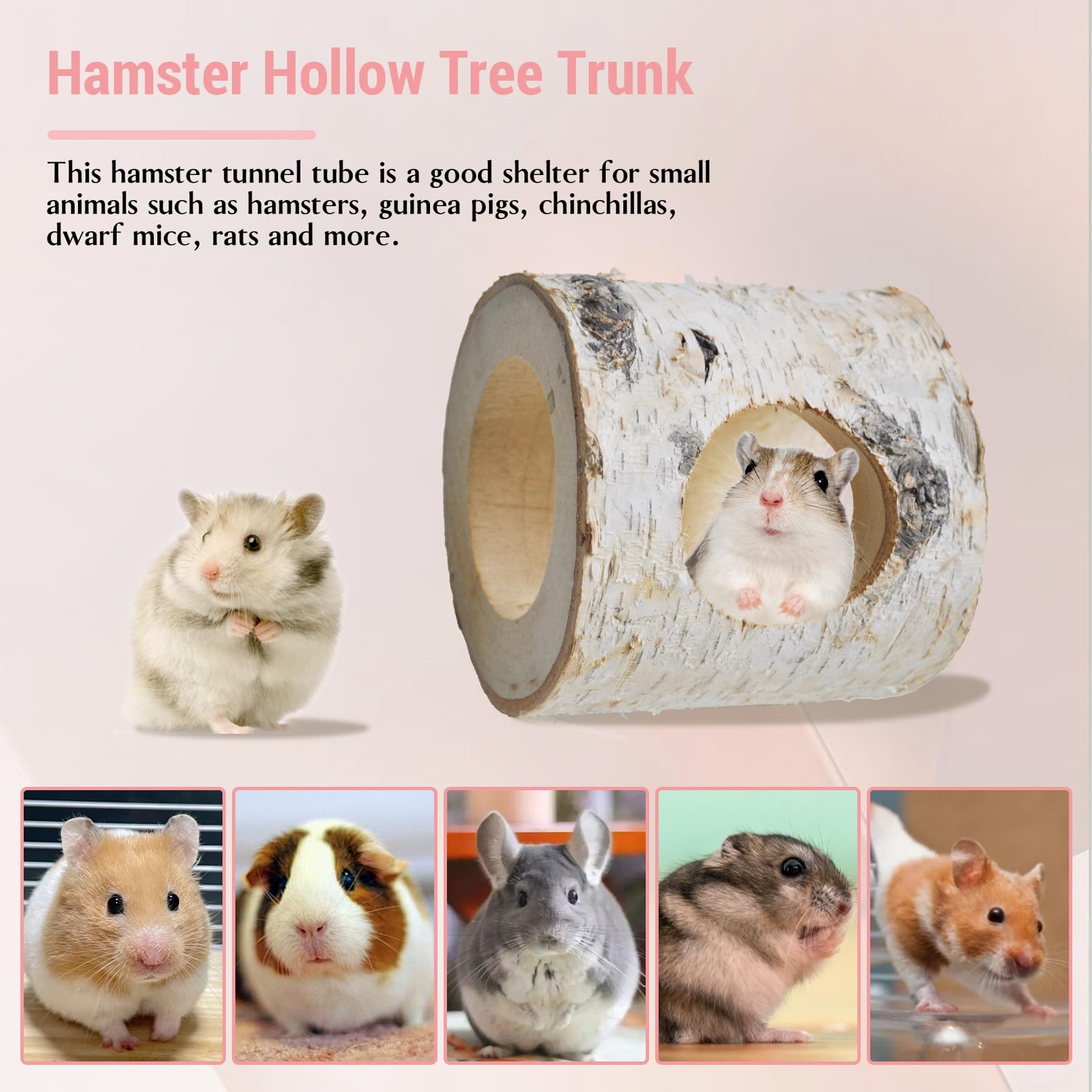 MUUG wooden hamster tunnel multi-function use demonstrates hiding, climbing, and resting.