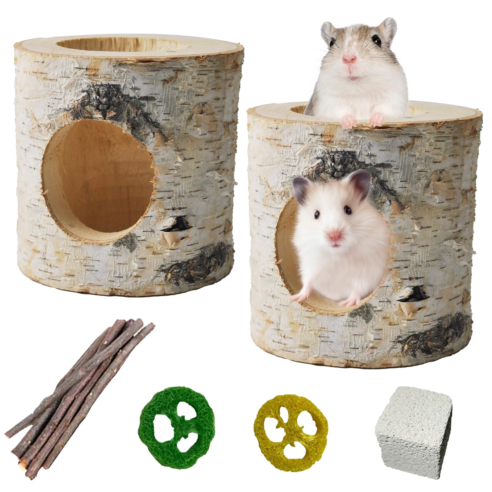 MUUG wooden hamster tunnel exterior view shows natural birch for safe hide-and-seek.