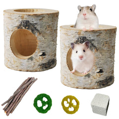 MUUG wooden hamster tunnel exterior view shows natural birch for safe hide-and-seek.