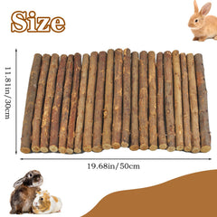MUYG wooden tunnel hideout close-up shows natural apple wood chew toy