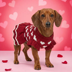 MuYaoPet dog christmas dress heart-pattern red adds festive style for holiday photos