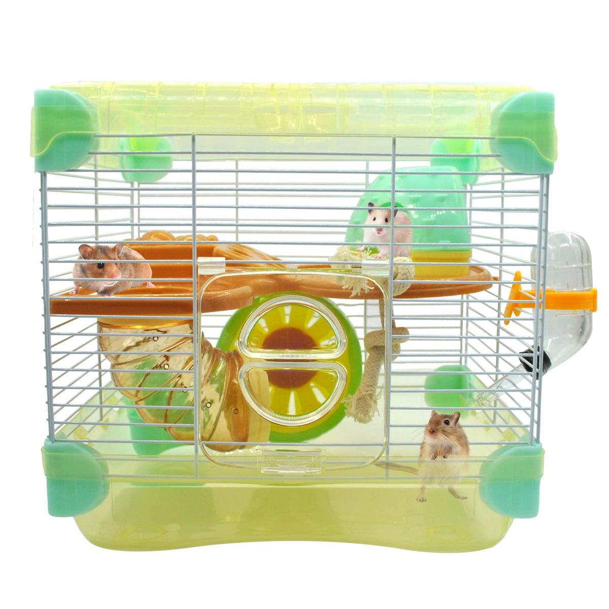 MUYG 2 Layers Hamster Cage with Tubes dual-layer design promotes exercise and airflow.