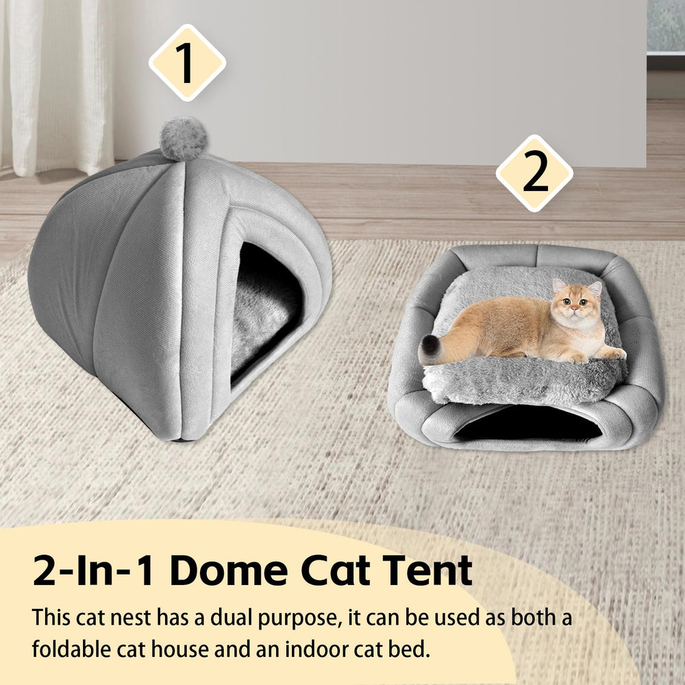 MUYG cat cave bed anti-slip bottom stabilizes on slick floors