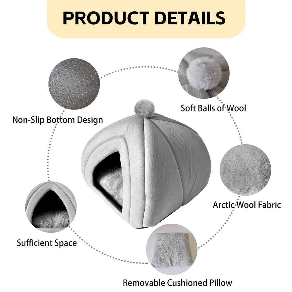 MUYG cat cave bed removable washable cushion for easy cleaning