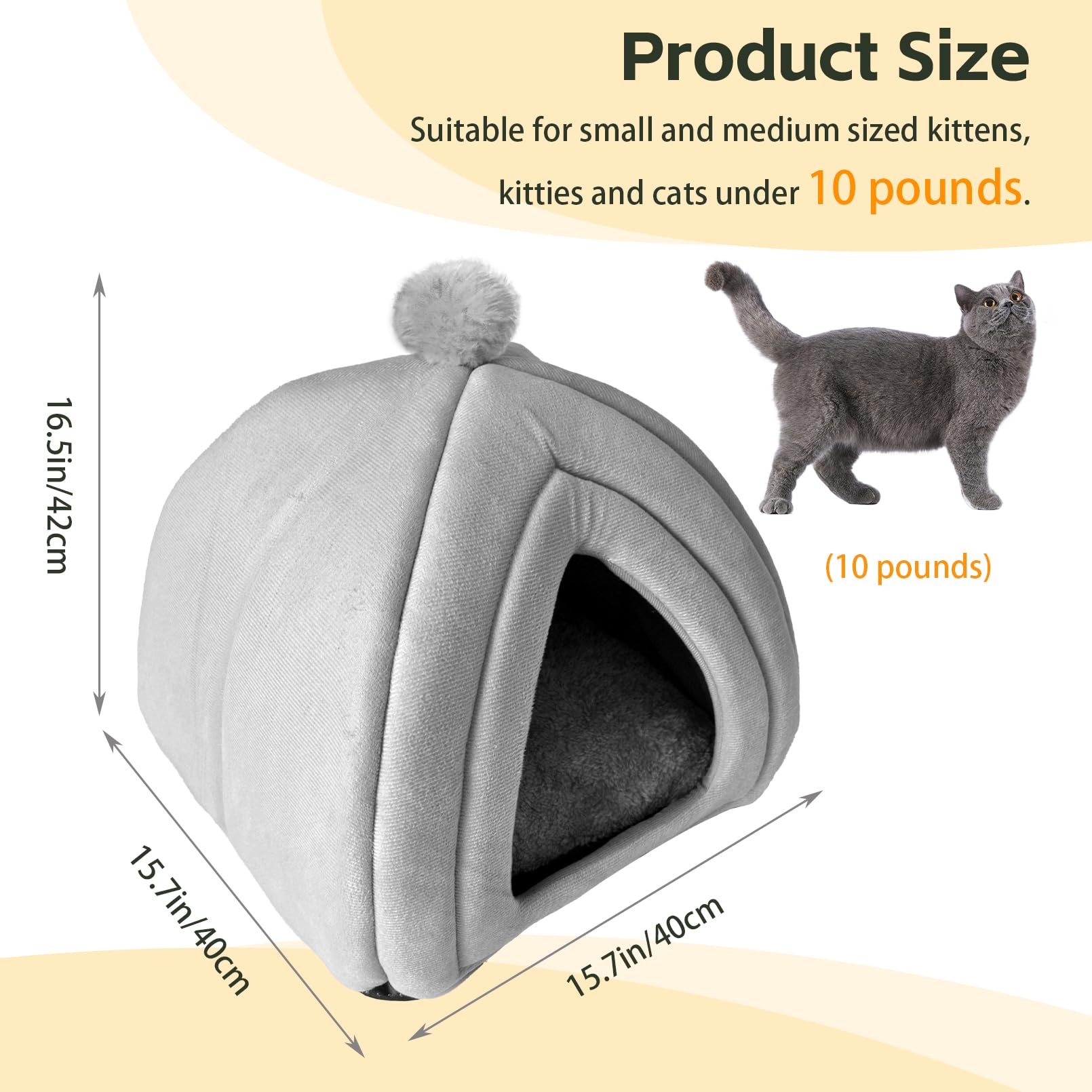 MUYG cat cave bed top view demonstrates 2-in-1 flexibility for cozy cave or flat bed