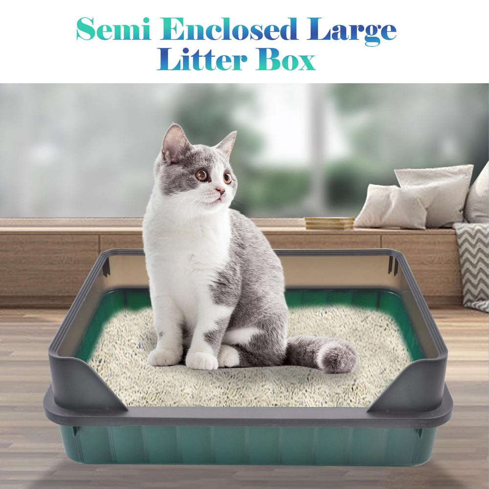 MUYG anti-splash litter box keeps floors cleaner in green