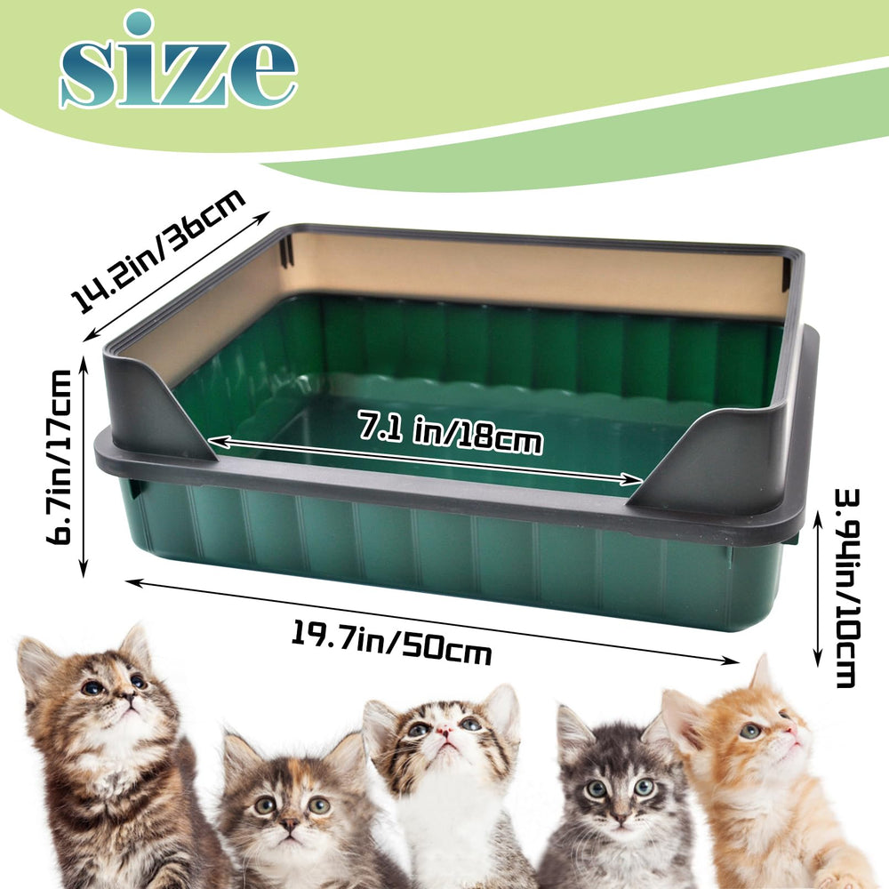 MUYG cat litter box large low-entry green facilitates gentle entry for older cats