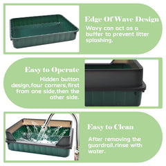 MUYG semi-enclosed design litter box green promotes airflow and odor control