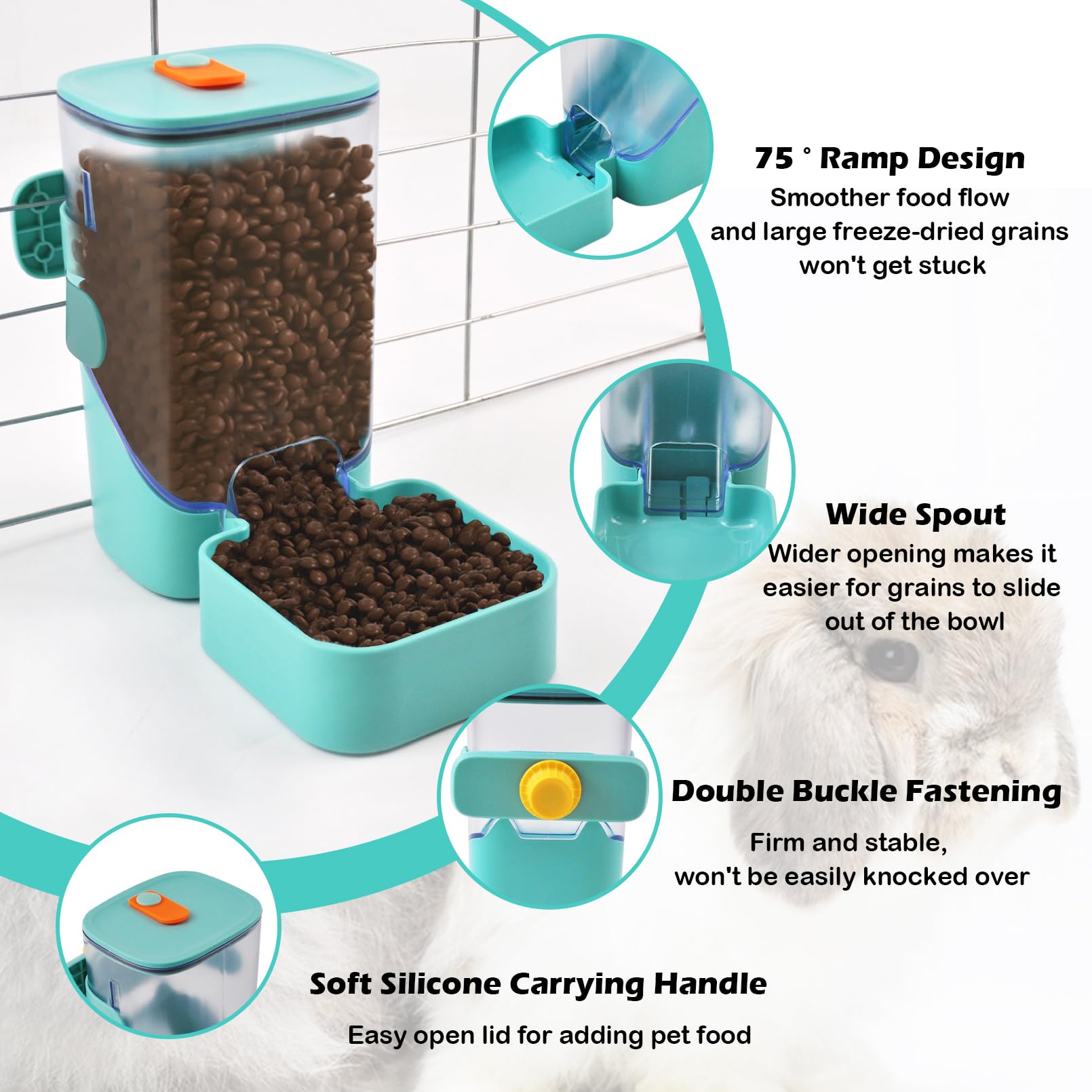 MUYG gravity feeder wide outlet 2.1 inch for smooth food flow