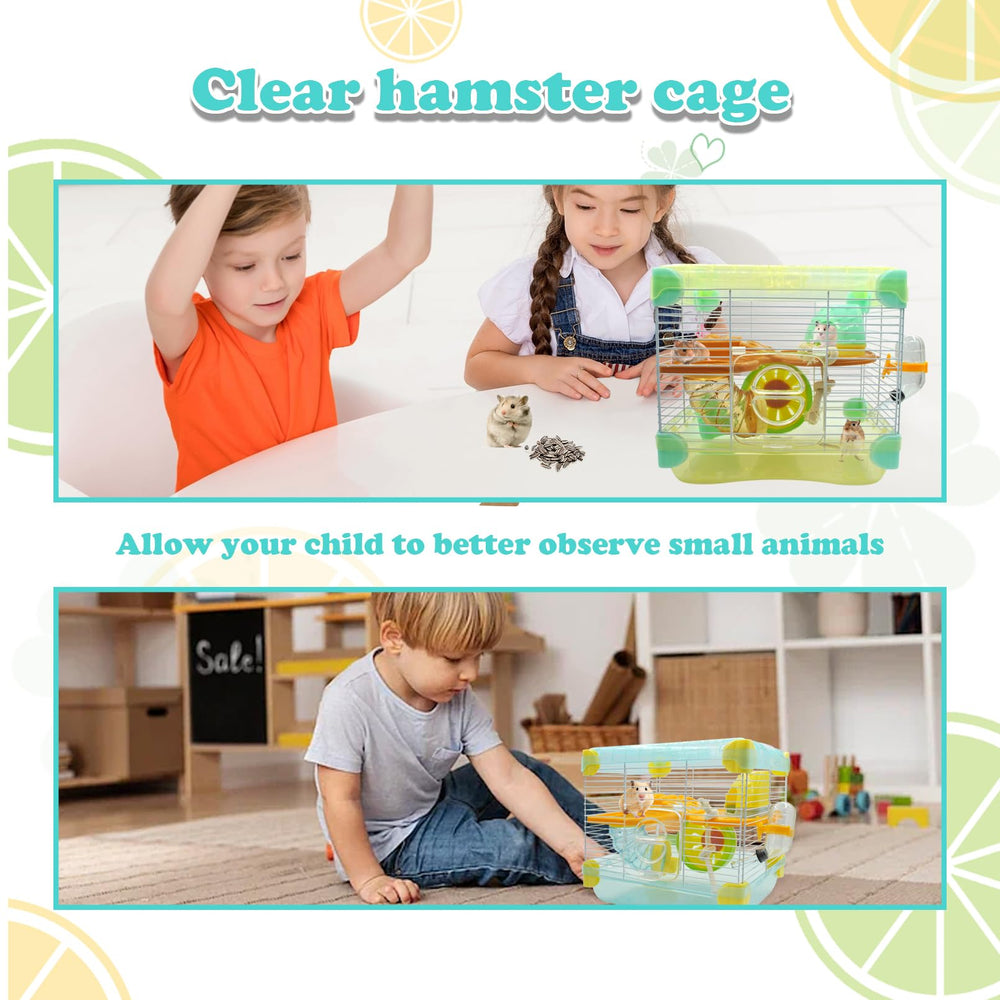 MUYG hamster cage food dish keeps pellets accessible during feeding.