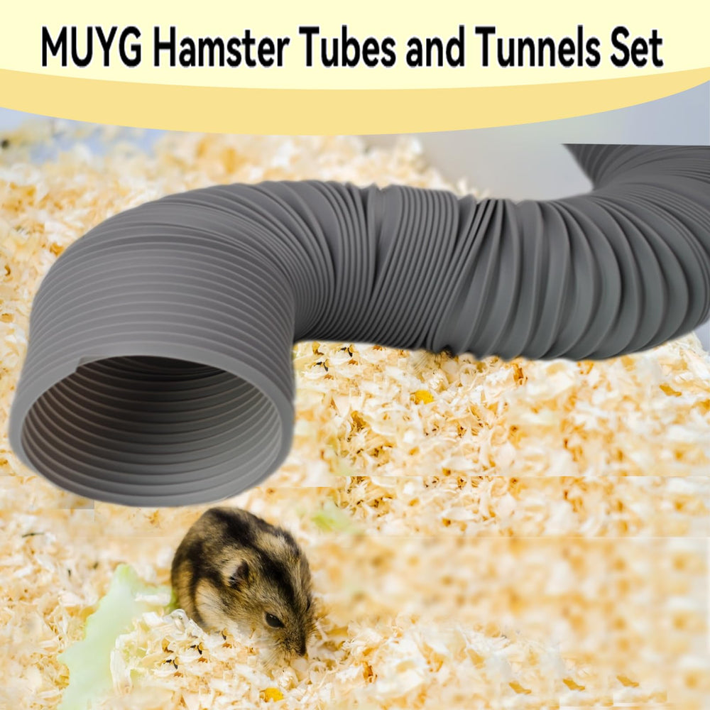 muyg hamster tunnels in cage scene showing space-saving modular play