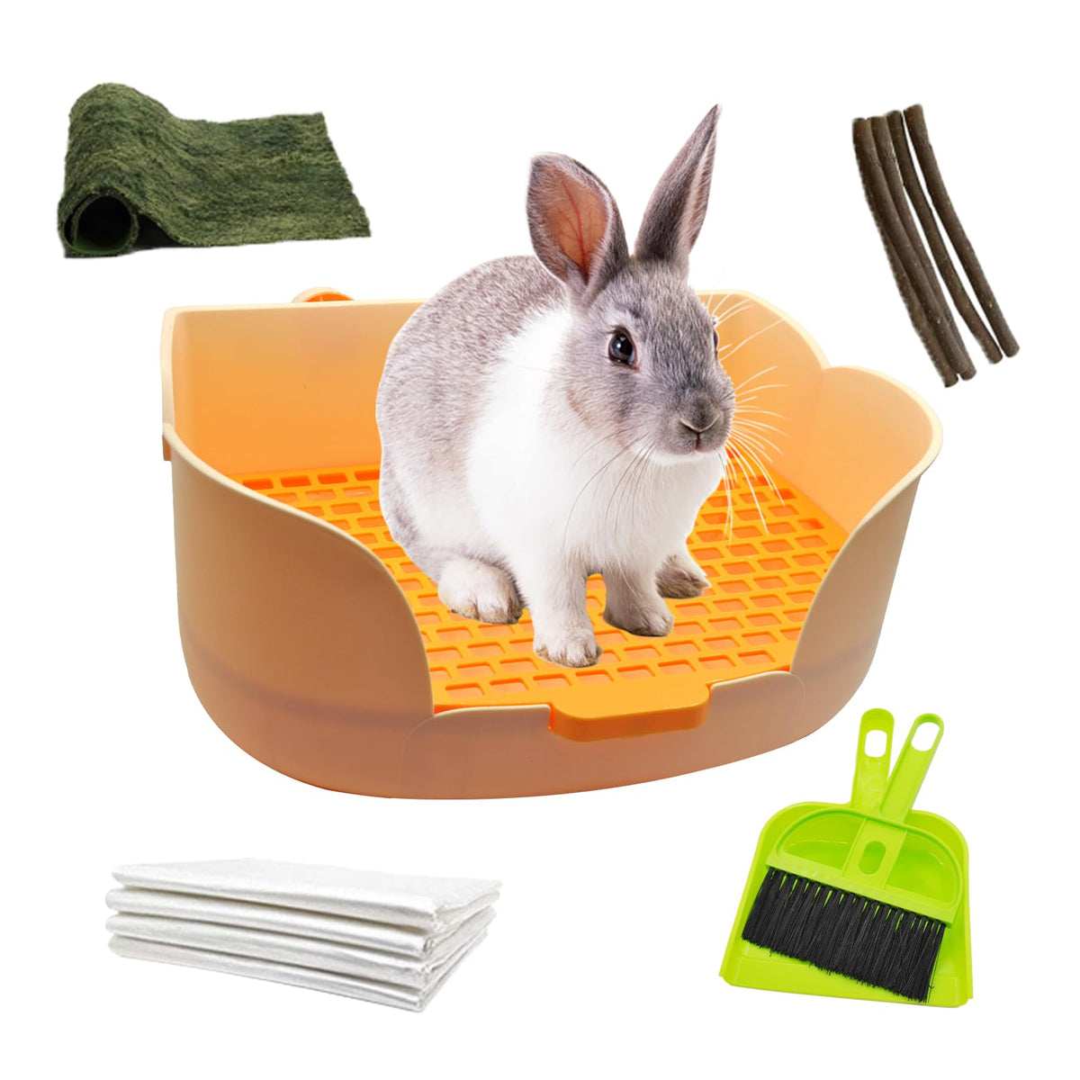 MUYG large rabbit litter box front view with easy-clean design