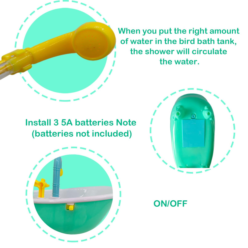 MUYG Parrot Automatic Bathtub in-use birds enjoying splash time.