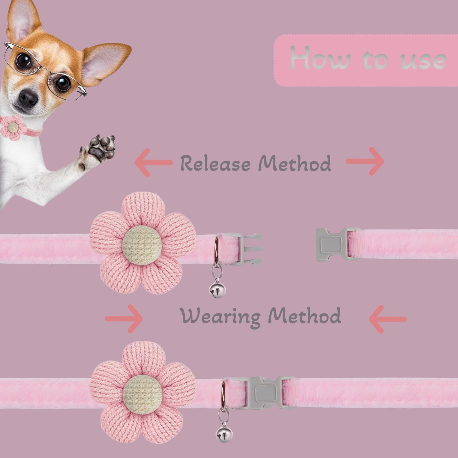 MUZIEBA small dog collar with bell for alert walks.